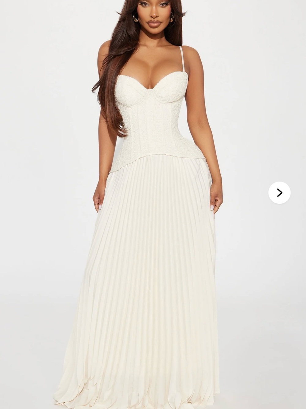 Ivory Pleated Corset Maxi Dress